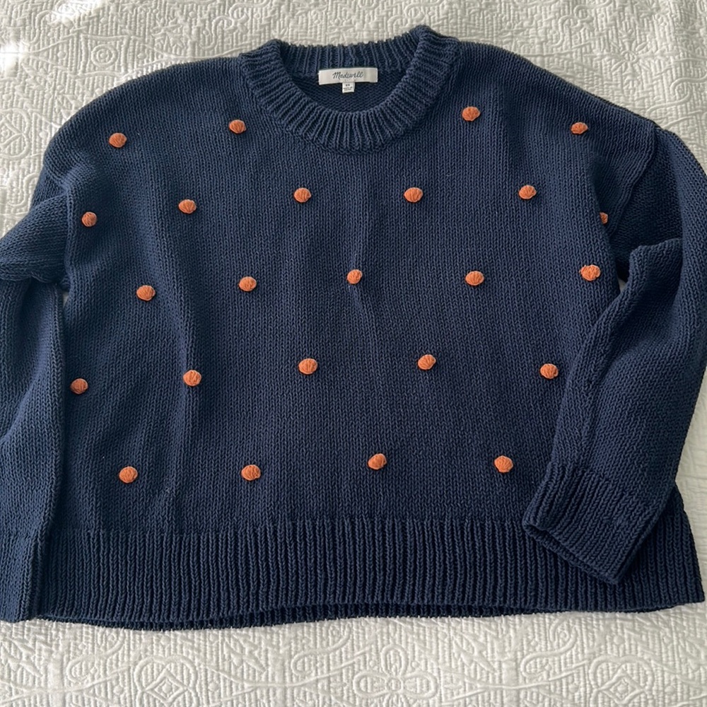 Madewell Navy Pom Pom sweater